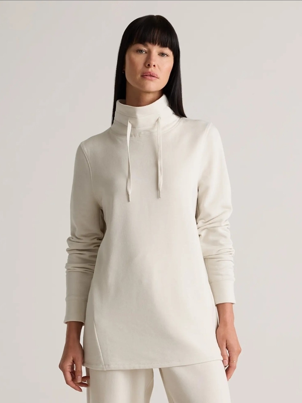 Women's Cream Mockneck Sweatshirt